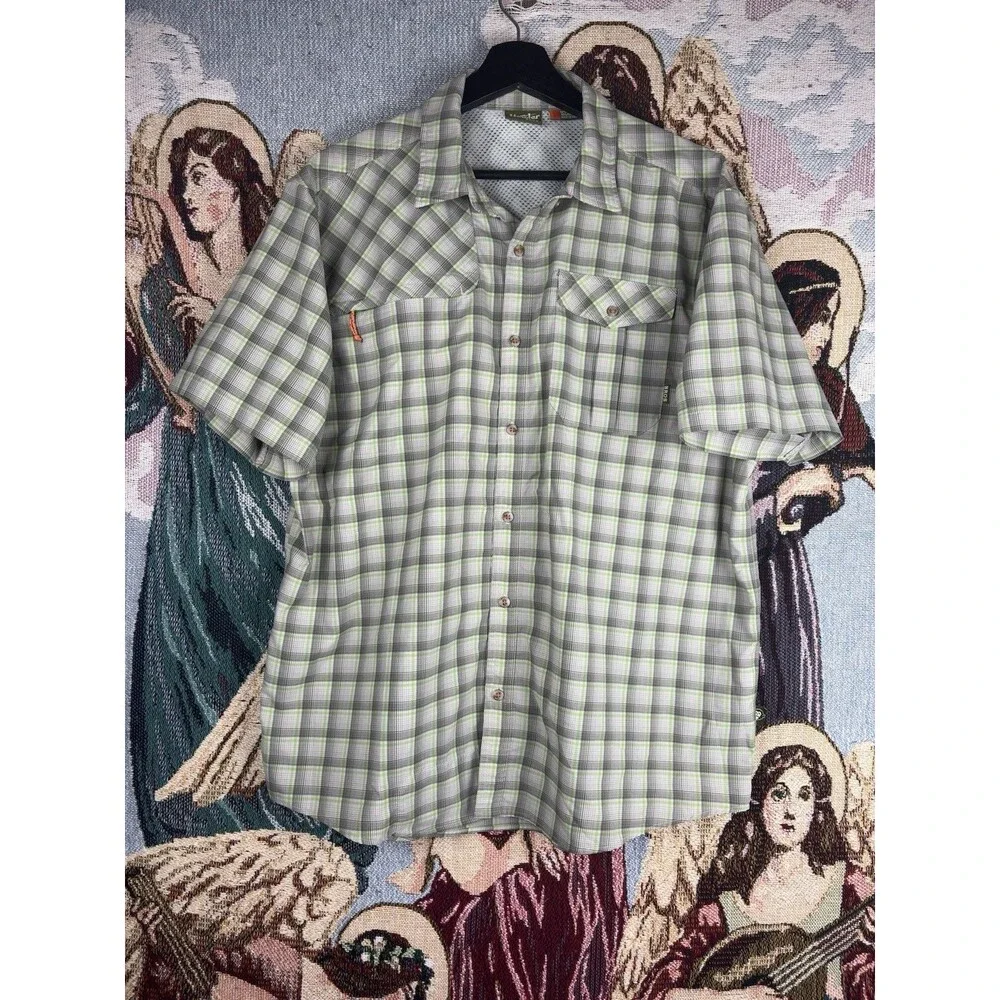 HOWLER BROS Plaid Long Sleeve Button Front Shirt Men's lg Nylon Poly - Picture 1 of 9